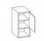 305.043231 Wandschrank / Breite 33 cm / Höhe 68 cm / Tiefe 28 cm - 1 Drehtüre, 1 Nische, 1 Einlegeboden 