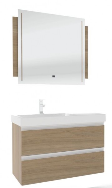 Puris c!puro Badmöbel Set - 90 cm mit Ablagefläche rechts / mit 2 Auzsügen