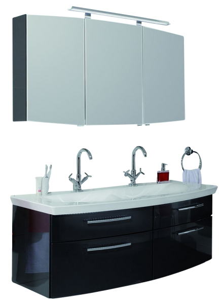 Puris Classic Line Badmöbel Set 140 cm breit - Doppelwaschtisch mit Unterschrank und Spiegelschrank