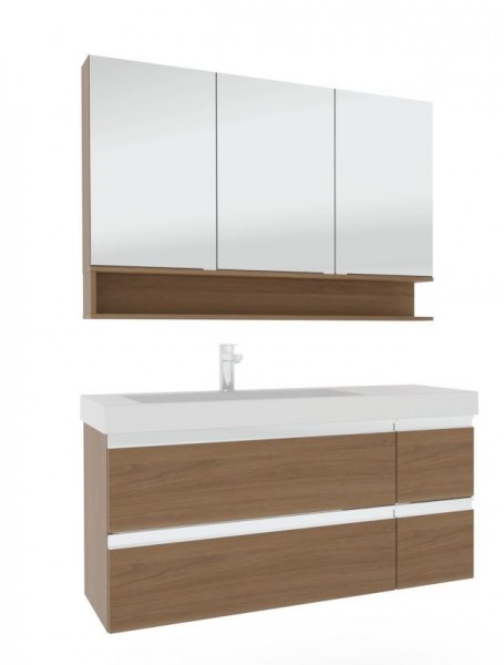 Puris c!puro Badmöbel Set - 120 cm Becken - Ablage rechts / mit 4 Auszügen