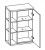 923.015030 Wandschrank / 1 Drehtüre / 2 Glaseinlegeböden / seitliche Ablagefächer / inklusive Türdämpfer / Breite 50,5 cm / Höhe 74,5 cm / Tiefe 20,5 cm