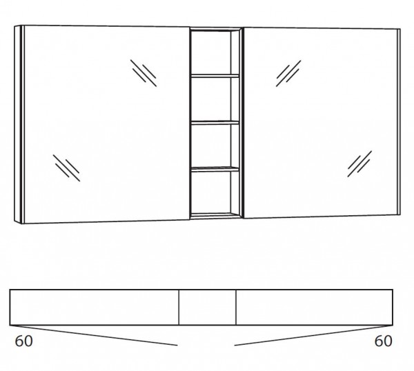 Marlin Bad 3250 Bad-Spiegelschrank 140 cm breit SADR14