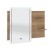 SET5490R2 Flächenspiegel, 1 Trägerplatte in Korpusdekor 64 cm hoch, 2 versetzte Holzablagen rechts, Flächenspiegel 50 cm breit, 2 LED Streifen senkrecht, mit Touch LED Dimmer - Maße: 14,1x90x80 cm