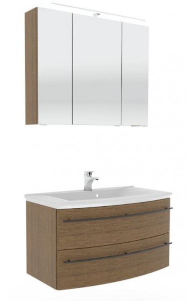 Marlin 3040city Badmöbel Set mit Mineralmarmorwaschtisch - 90 cm