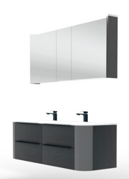 Puris Veluna Badmöbelset mit Doppelwaschtisch und Spiegelschrank - 150 cm