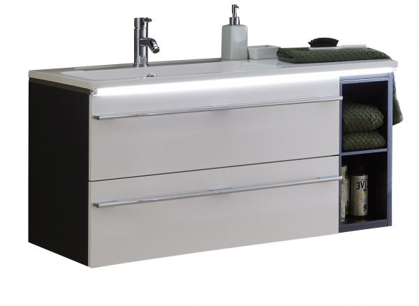 Marlin Bad 3250 Waschtisch mit Unterschrank 100 cm breit, mit Regal + Auszüge