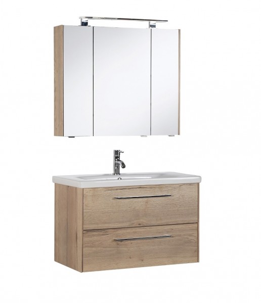 Marlin Bad 3400 - Kombination mit Spiegelschrank - 80 cm breit