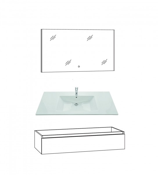 Marlin Bad 3290 Badmöbel Set 120 cm breit, Spiegel, Unterschrank variabel