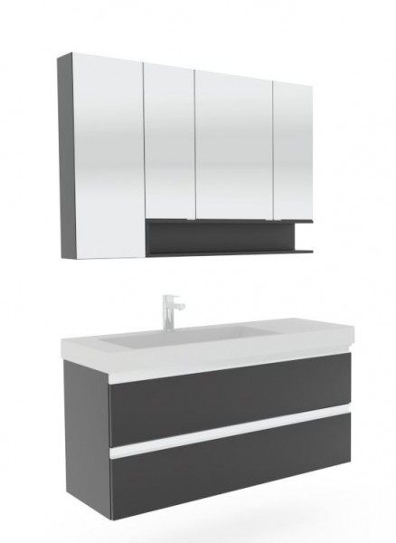 Puris c!puro Badmöbel Set - 120 cm Becken - Ablage rechts / mit zwei Auszügen
