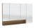 SET532LRG Spiegelschrank, 4 Doppelspiegeltüren, 8 Glasböden, 3 Mittelwände, Schalter und Steckdose, Regal links seitlich geöffnet, hohe Spiegeltüre rechts, Regal farblich absetzbar - Maße: 15x120x80 cm