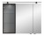 SENE00990 L/R Spiegelschrank mit Vitrine mit schwarzer Glastür