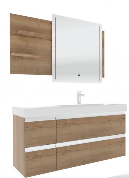 Puris c!puro Badmöbel Set - 120 cm Becken - Ablage links / mit 4 Auszügen