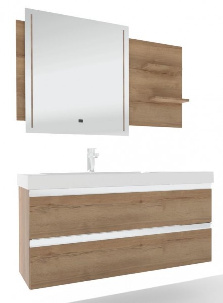 Puris c!puro Badmöbel Set - 120 cm Becken - Ablage rechts / mit zwei Auszügen