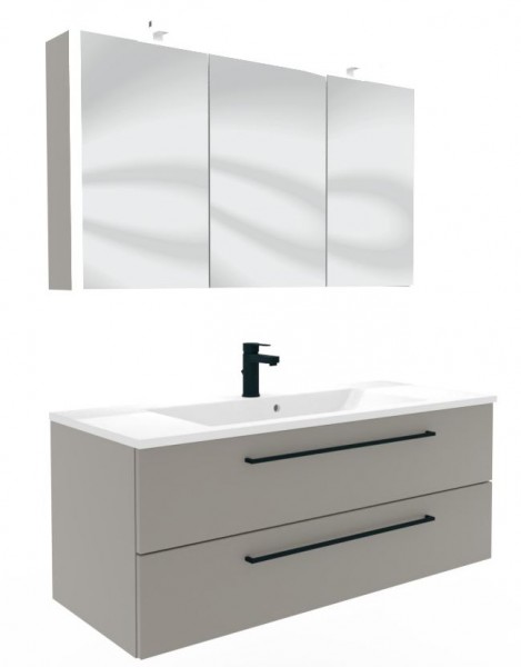 Puris Fresh Badmöbel Set mit Mineralmarmor- oder Glaswaschtisch - 120 cm