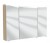 Spiegelschrank 90 cm S2A438S3, 1 LED-Flächenleuchte, 3 Spiegeltüren auf Trägerplatte, 2 Mittelwände, 6 Glasfachböden, 1 Schalter-Steckdosenelement, ohne Facettenschliff, B/H/T: 90x65x15 cm