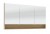 Spiegelschrank 140 cm S2A5514S3, 3 Doppelspiegeltüren, 2 Mittelwände, 6 Glasfachböden 1 LED Flächenleuhte 26 cm tief, eckig 1 beleuchtetes Ablagefach (6,5 Watt) 1716 + 804 Lumen / 2700 - 6500 Kelvin Fachrückwand optional farblich absetzbar 1 LED-Converter