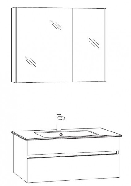 Marlin Bad 3290 Badmöbel Set 80 cm breit, mit Spiegelschrank - Variante 2