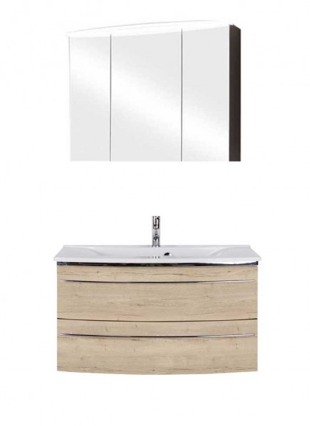 Marlin Bad 3040 - CityPlus Badmöbel Set 92,4 cm breit, Mineralmarmor