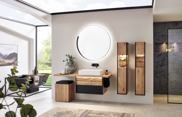 Thielemeyer Steel Massivholz Badmöbelset - 155,5 cm / Variante 5