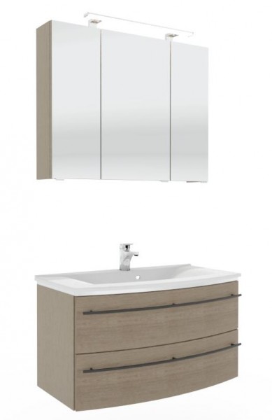 Marlin 3040city Badmöbel Set mit Mineralmarmorwaschtisch - 90 cm