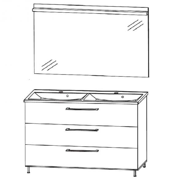 Puris Quada Badmöbel-Set kombinierbar 120 cm breit SETQU2D1/2 mit Doppelwaschtisch