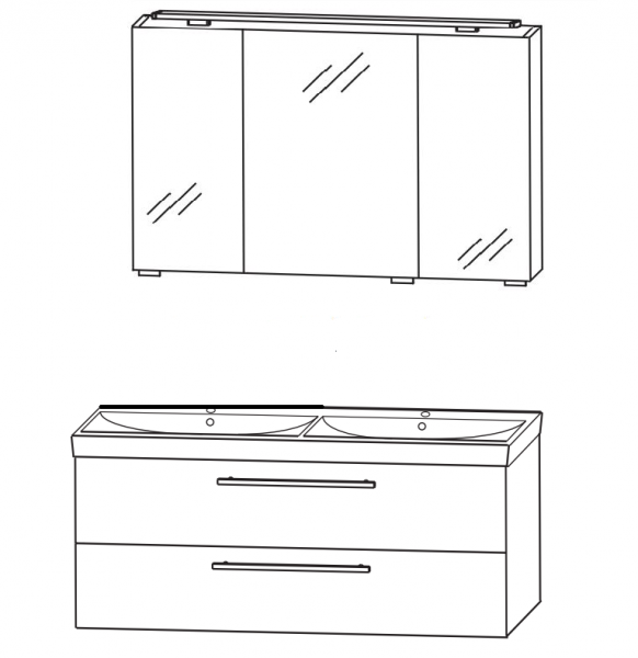 Puris Protection1 - Badmöbelset 2 - 120 cm / mit Spiegelschrank - Serie B