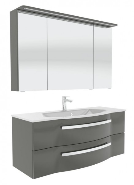 Pelipal 4005 Badmöbel Set 117 cm breit mit Spiegelschrank inkl. LED-Kranzbodenbeleuchtung