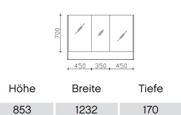 Pelipal 6040 Bad-Spiegelschrank für Doppelwaschtisch mit offenem Fach / 123 cm SDNE00212