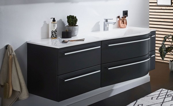 Puris Swing Waschtischset 140 cm breit Schwarz - Sofort lieferbar - Sonderpreis