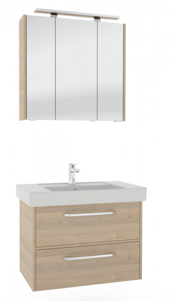 Pelipal 3050 Badmöbel Set mit Spiegelschrank mit Aufsatzleuchte - 80 cm
