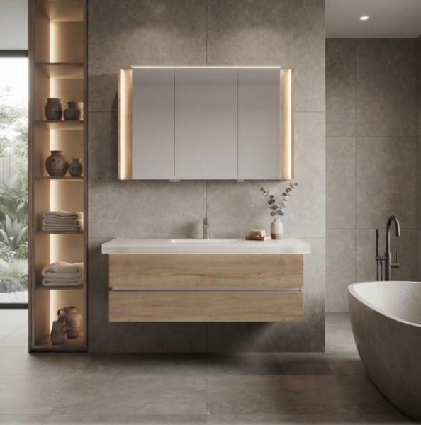 Thielemeyer Fresh Massivholz Badmöbelset Vorschlag 800080 - 122 cm