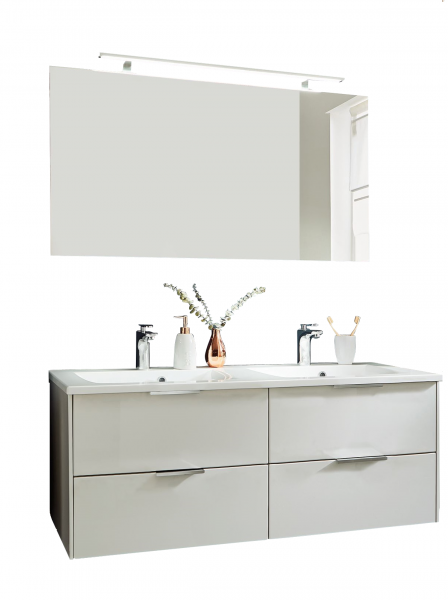 Puris d.light Badmöbel Set 123,2 cm breit kombinierbar, mit Doppelwaschtisch