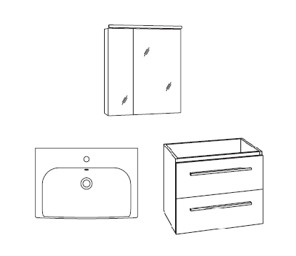Marlin Bad 3060 Badmöbel Set 65 cm breit - Set 1.5-R