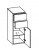 943.013550 Highboard / 1 Drehtüre / 2 Schubkästen / 1 Glaseinlegeboden / inklusive Türdämpfer