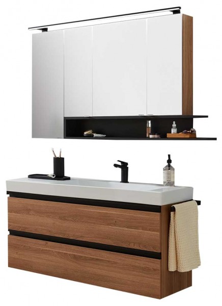 Puris c!puro Badmöbelkombination - 122 cm mit Spiegelschrank