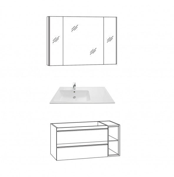 Marlin Bad 3250 Badmöbel Set 100 cm breit, mit Regal / Auszügen - Set 2