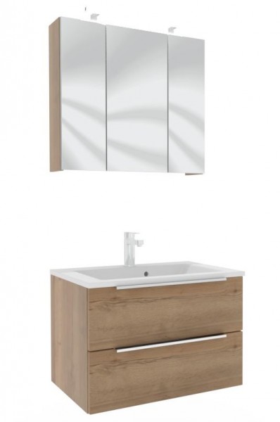 Puris Fresh Badmöbel Set mit Mineralmarmor- oder Glaswaschtisch - 70 cm