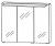 SET437005 Spiegelschrank, 3 Drehtüren, mit LED Flächenleuchte Clara, inkl. Schalter und Steckdose - Maße: 15x70x64 cm