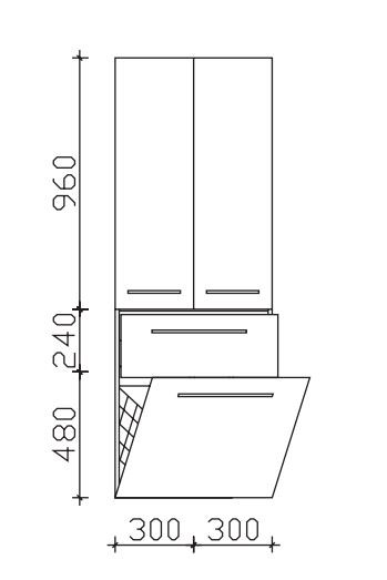 Pelipal Neutraler Bad-Hochschrank 60 cm breit mit Wäschekippe