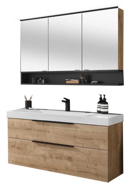 Puris c!mano Badmöbelkombination - 122 cm inkl. Spiegelschrank