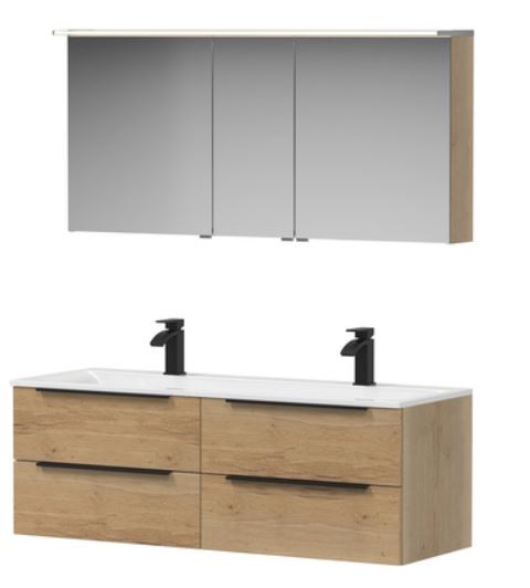 Puris Star Line Badmöbel Set mit Doppelwaschtisch - 140 cm