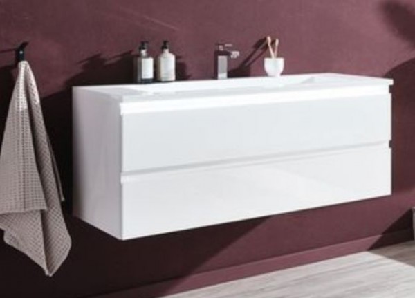 b.straight - Mineralgusswaschtisch und Unterschrank 140 cm breit