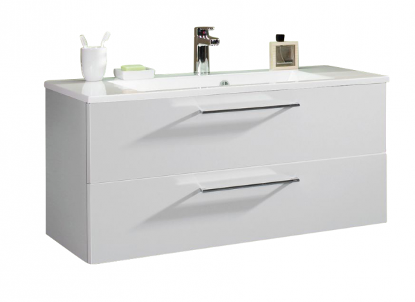 Puris Fresh Waschtisch mit Unterschrank 100,6 cm breit mit Mineralguss- oder Glasbecken