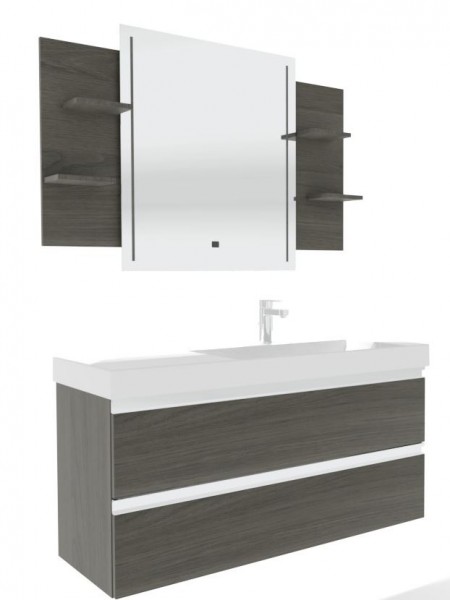 Puris c!puro Badmöbel Set - 120 cm Becken - Ablage links / mit zwei Auszügen