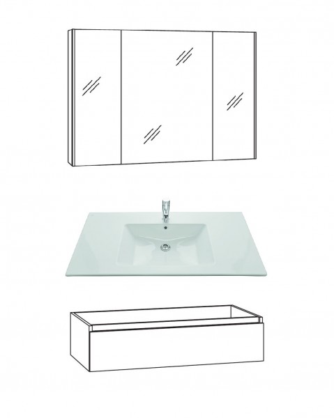 Marlin Bad 3290 Badmöbel Set 100 cm breit, Spiegelschrank, Unterschrank variabel