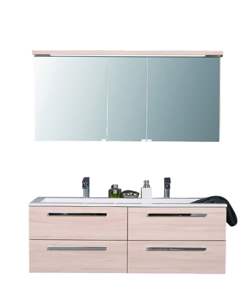 Puris Star Line Badmöbel Set 120,6 cm breit kombinierbar - Mineralguss Doppelwaschtisch