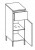 919.013040 Unterschrank / 1 Drehtüre / 1 Schubkasten / 1 Glaseinlegeboden / Abdeckplatte / 4 Füße - grau