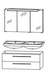 Puris Protection1 Badmöbel-Set, Doppelwaschplatz, 120 cm