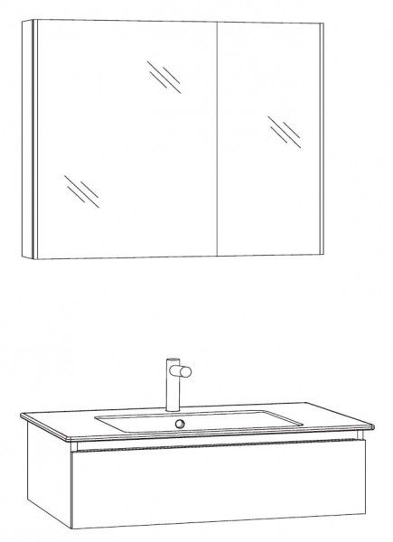 Marlin Bad 3290 Badmöbel Set 80 cm breit, mit Spiegelschrank - Variante 1