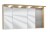 Spiegelschrank 120 cm SET41123R, Spiegelschrank S2A 4390 13: 3 Spiegeldrehtüren auf Trägerplatte, 2 Mittelwände, 6 Glasfachböden, 1 Schalter-Steckdosen-Element, inkl. Converter 30 Watt Regal RG 433B: 2 bleuchtete Glasfachböden, 2x1 Watt Gesimsboden GS1 42
